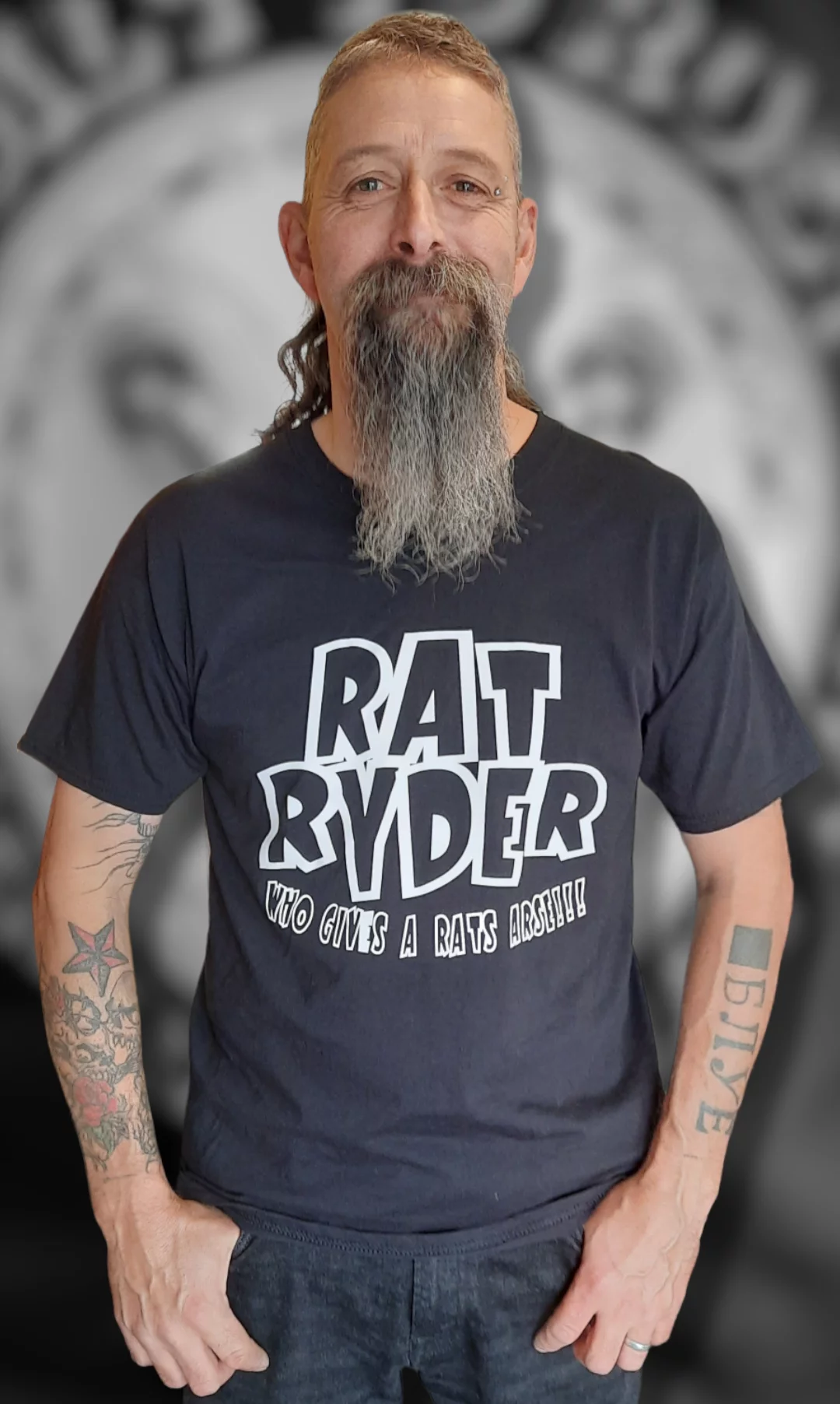 Rat-Ryder "WHO GIVES A RATS ARSE" Slogan T-Shirt 1 rat ryder slogan biker tshirt