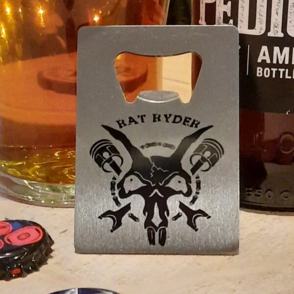 metal beer bottle opener rat ryder slogan