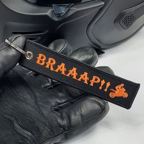 braaap!! ready to ride key tag biker keychain