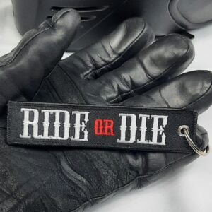 ride or die embroidered biker key tag