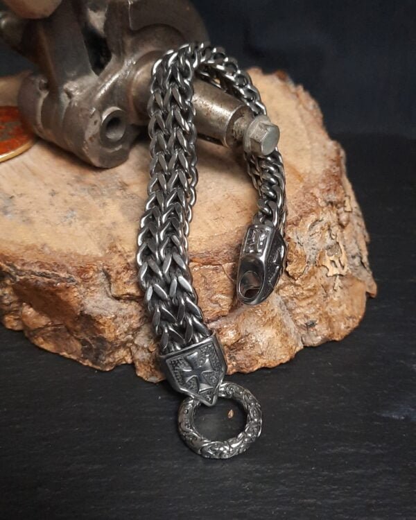 biker bracelet crusader cross hypoallergenic steel bangle