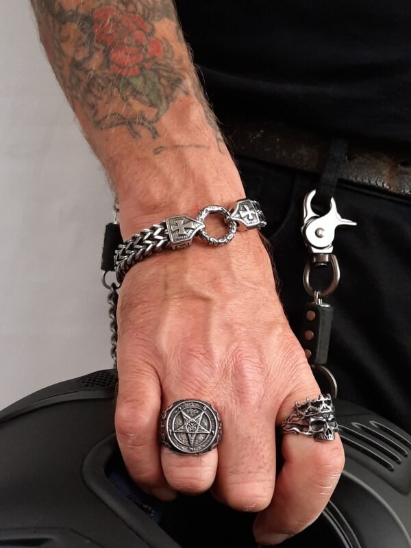 biker bracelet crusader cross stainless jewelry