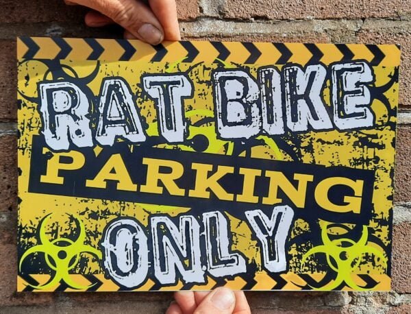 biohazard rat bike parking sign
