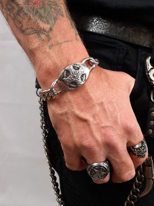 celtic cross viking stainless steel biker bracelet