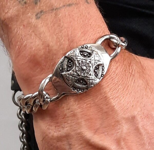 celtic cross viking stainless steel biker bracelet