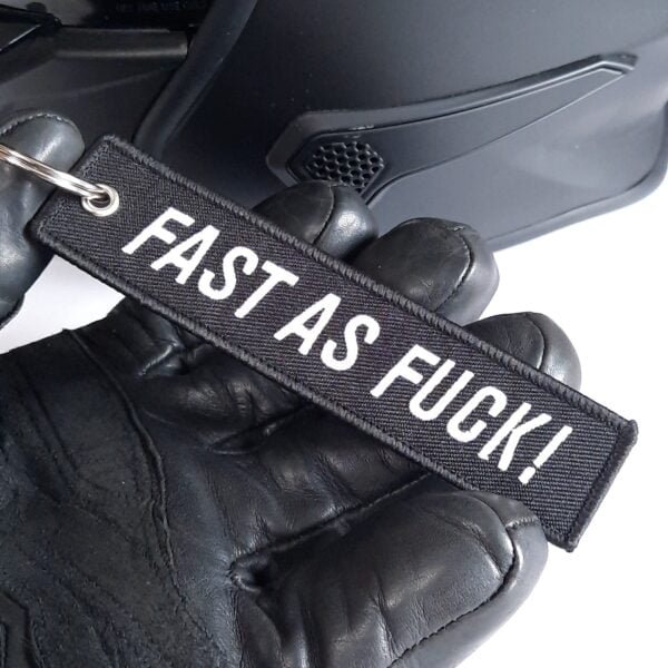fast as fuck biker embroidered keychain