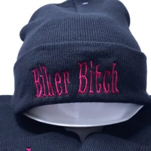 lady biker embroidered rude beanie cap