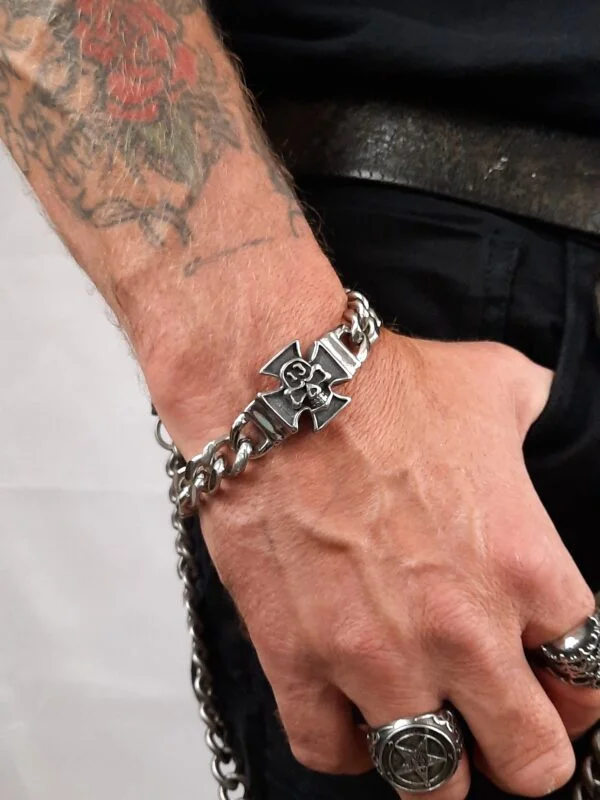 maltese cross stainless steel biker bracelet
