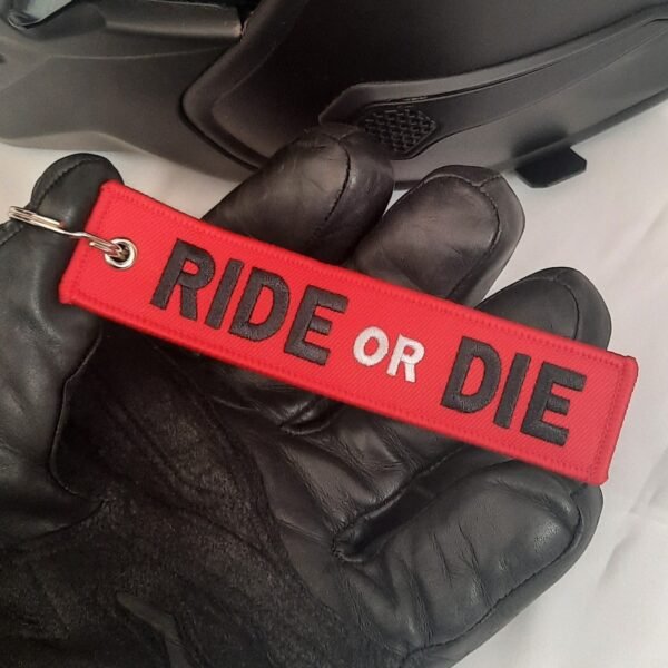 ride or die red biker keytag