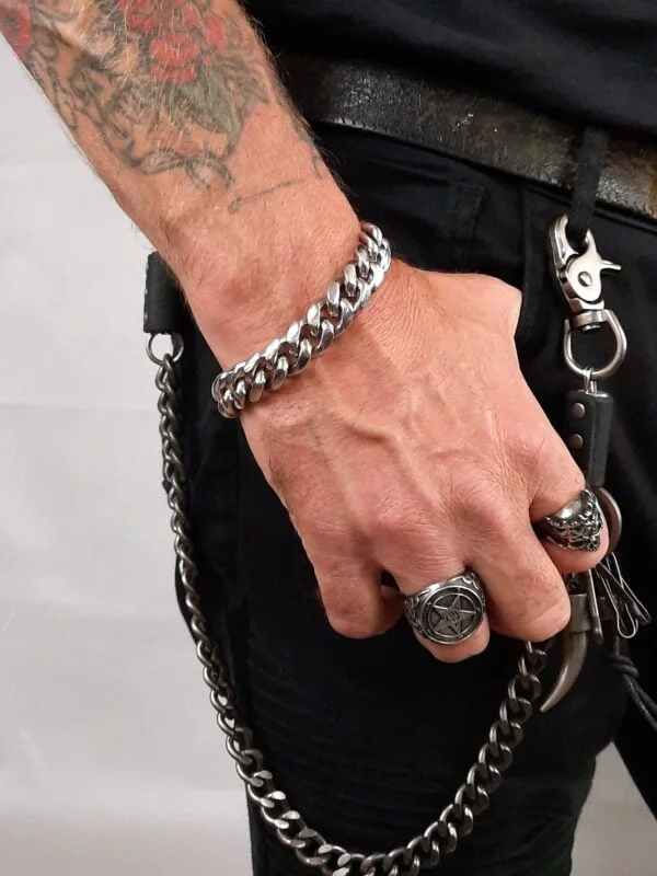 stainless steel biker bracelet large chain jewelry