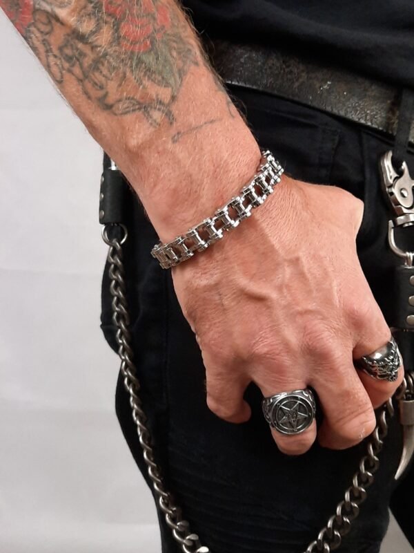 stainless steel thin motorcycle chain biker bracelet
