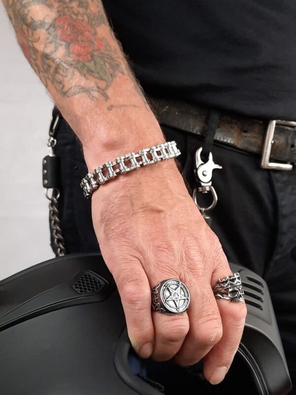 stainless steel thin motorcycle chain bracelet