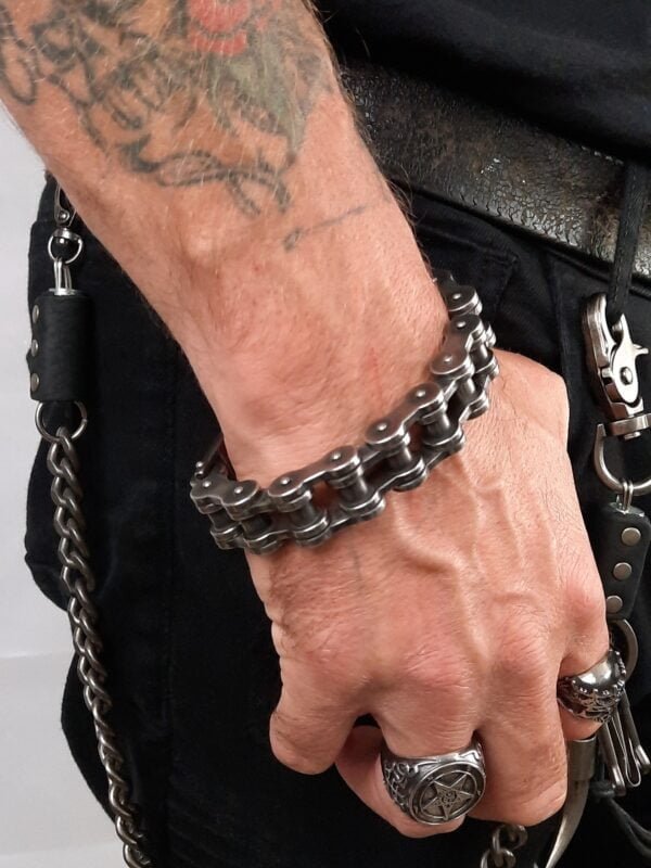 gunmetal stainless steel biker custom chain bracelet