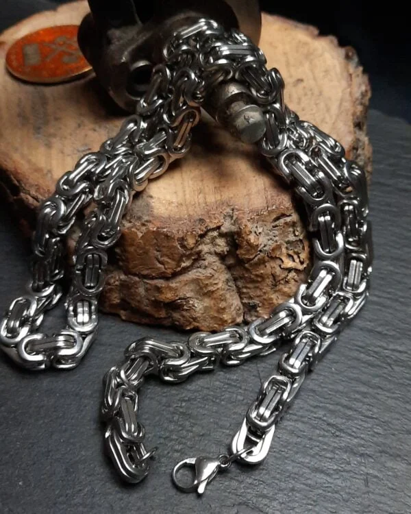 stainless steel viking biker byzantine chain necklace