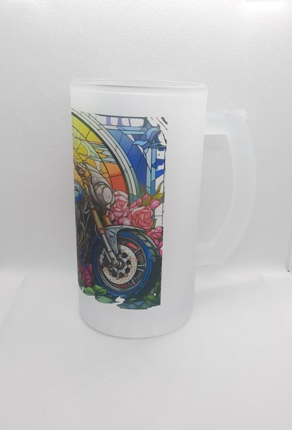 stained glass frosted biker beer stein