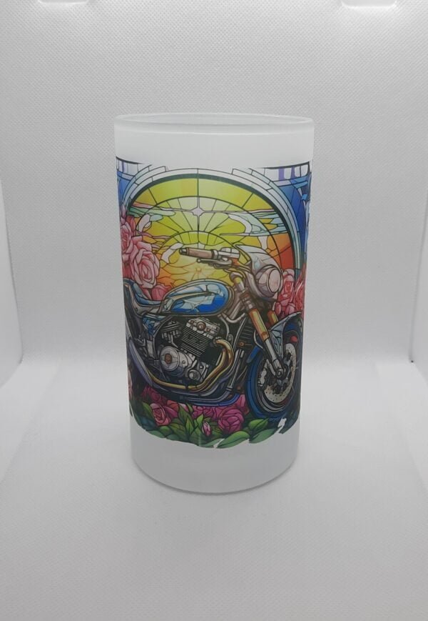 stained glass motorcycle trigger handle beer stein