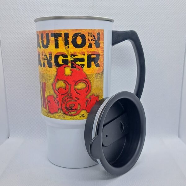 caution danger radiation travel mug