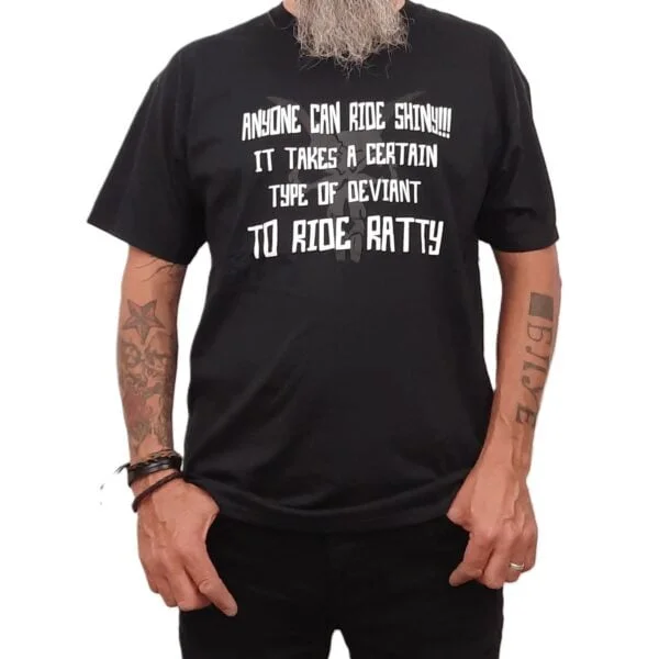 anyone can ride shiny rat bike t shirt