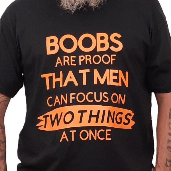 boobs are proof that men can focus on two things at once funny biker t shirt
