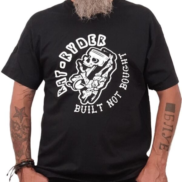 built not bought piston skull custom biker t shirt