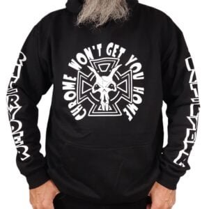 chrome wont get you home matt black rat biker hoodie