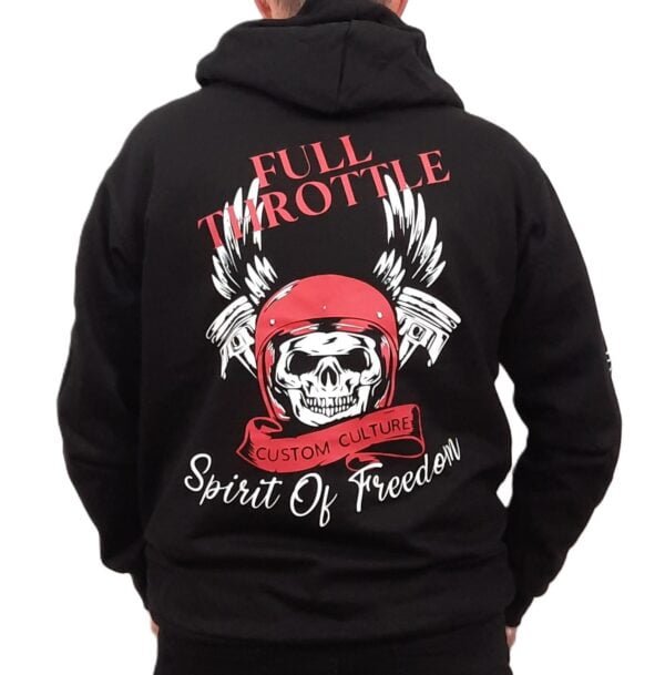 full throttle custom skull biker hoodie