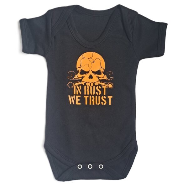 in rust we trust baby vest baby biker