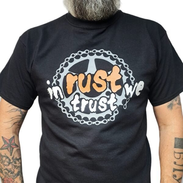 in rust we trust bike chain t shirt