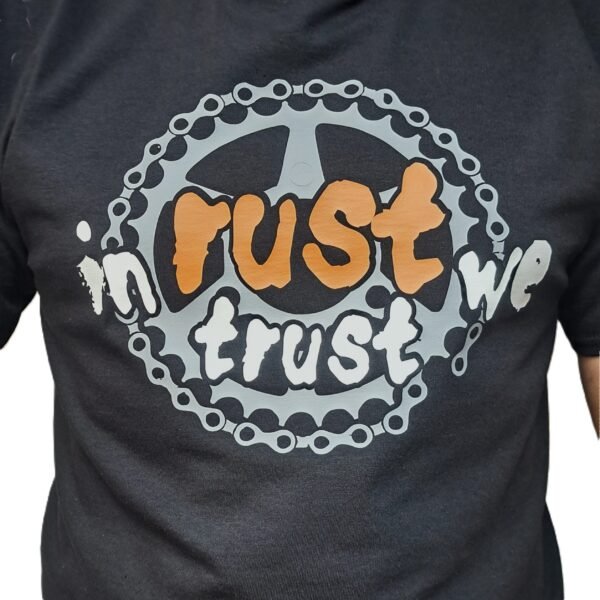 in rust we trust bike sprocket rat rod t shirt