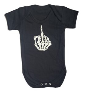 middle finger babygrow funny rude skeleton baby vest