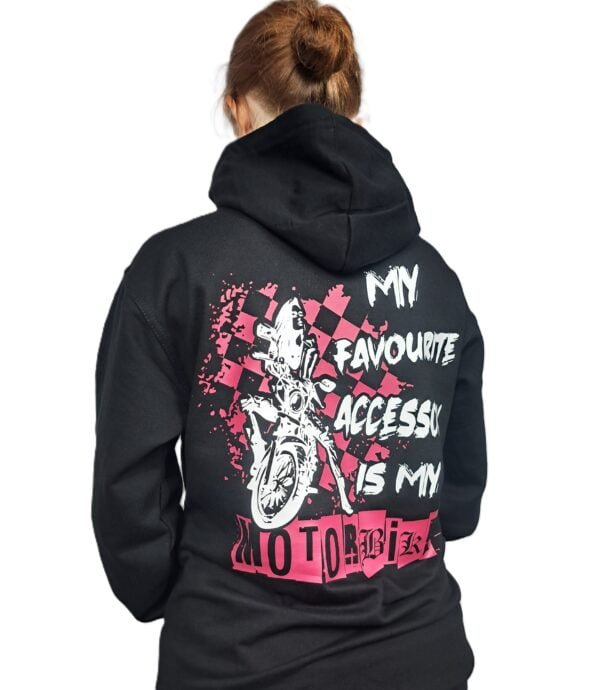 my favourite accessory is my motorbike biker chick clothing uk hoodie