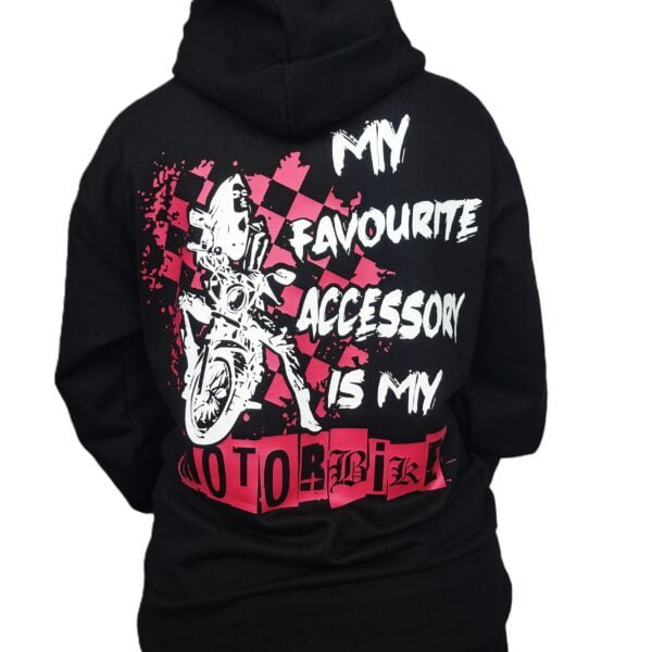 my favourite accessory is my motorbike biker chick uk hoodie