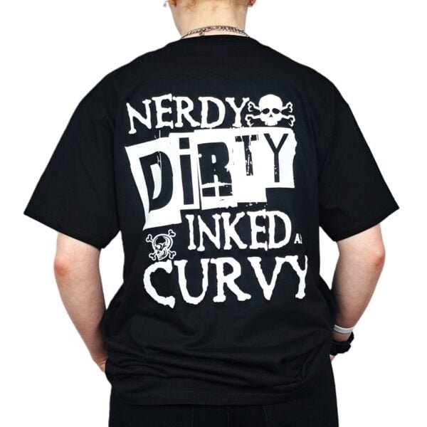 nerdy dirty inked and curvy lady biker tattoo t shirt
