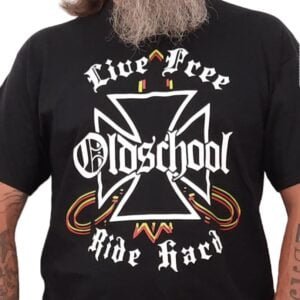 old school chopper biker retro maltese cross t shirt