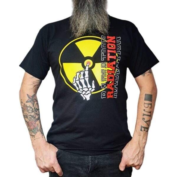 radiation symbol skeleton finger warning radioactive t shirt