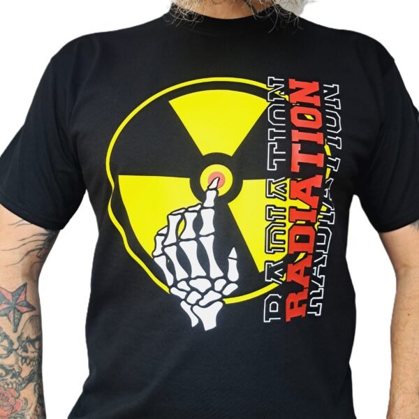 radiation symbol skeleton hand t shirt