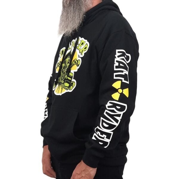 radioactive symbol skull apocalypse biker hoodie