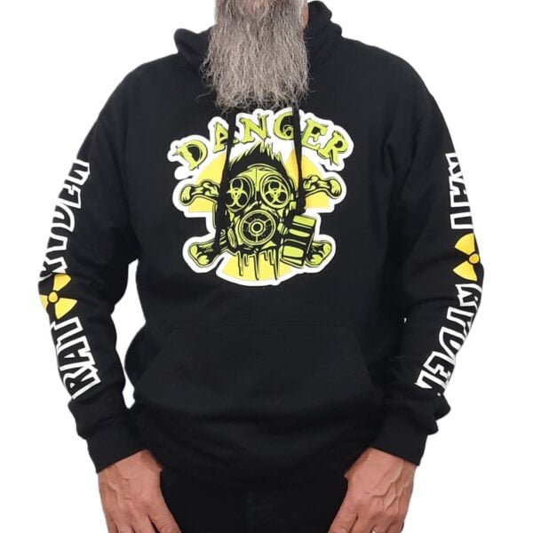 radioactive symbol skull biker hoodie