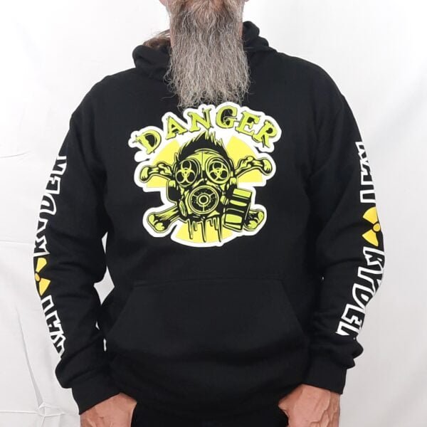 radioactive symbol skull gas mask survival hoodie