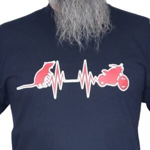 rat bike heartbeat ECG biker matt black bike t shirt