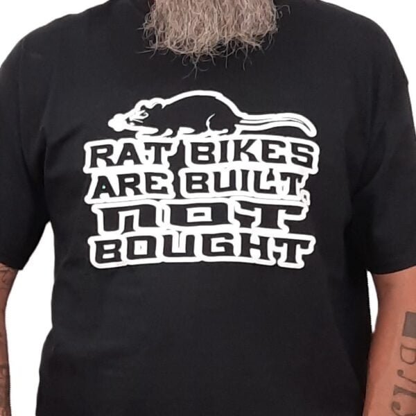 rat bikes are built not bought matt black rat biker t shirt