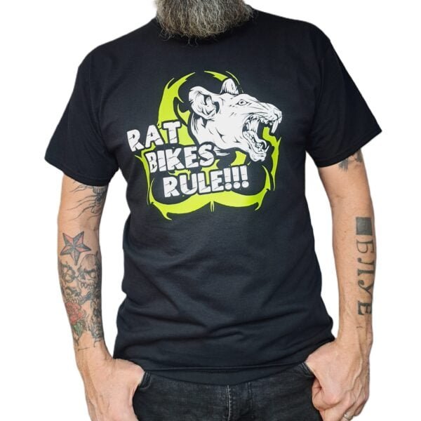 rat bikes rule matt black rat biker t shirt