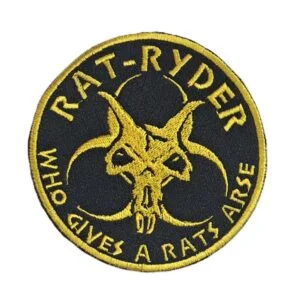 rat ryder biohazard who gives a rats arse biker patch