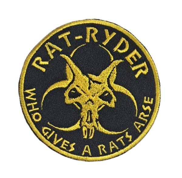 rat ryder biohazard who gives a rats arse biker patch
