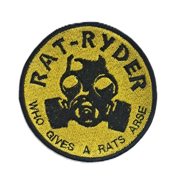 rat ryder gas mask rat bike biker patch