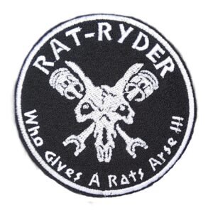 rat ryder logo embroidered biker patch who gives a rats arse