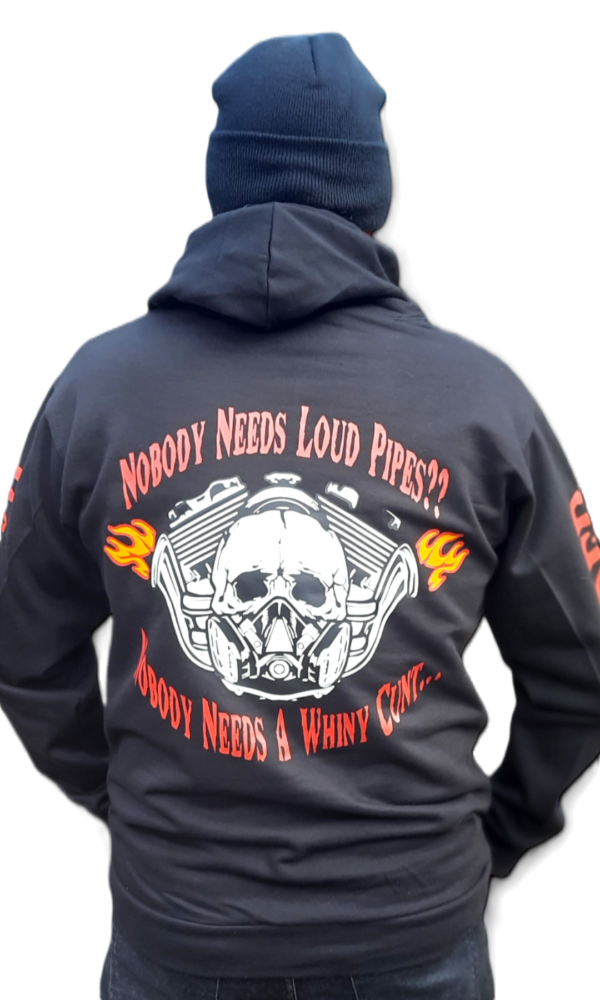 rat ryder skull gasmask offensive loud pipes black biker hoodie