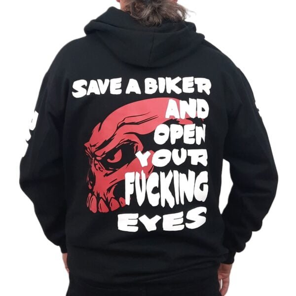 save a biker black skull hoodie