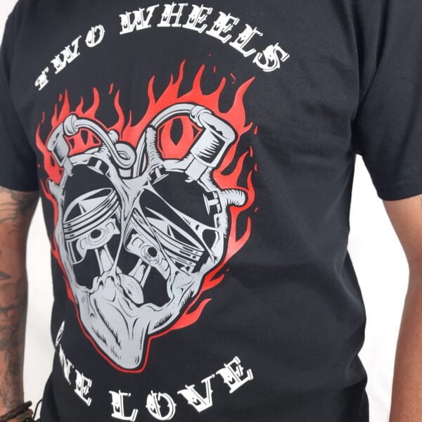 two wheels one love heart bike t shirt