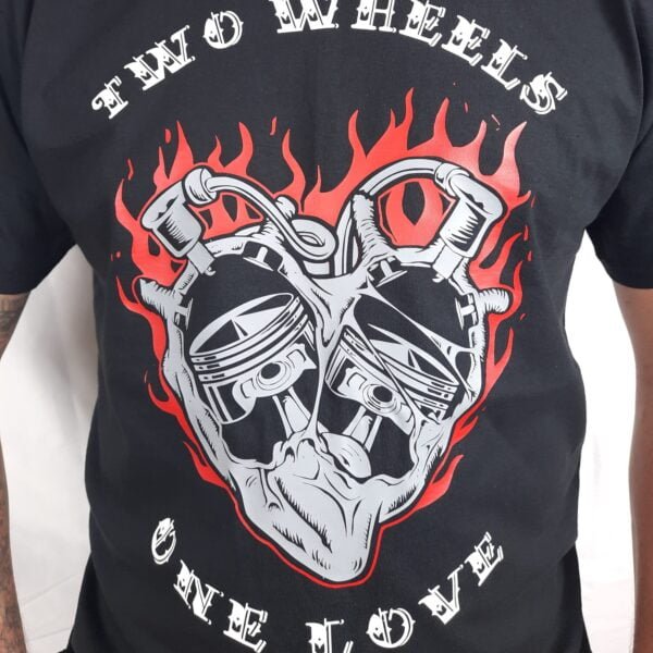 two wheels one love v twin biker t shirt